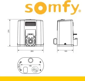 somfy elixo desgloce medidas tamaño