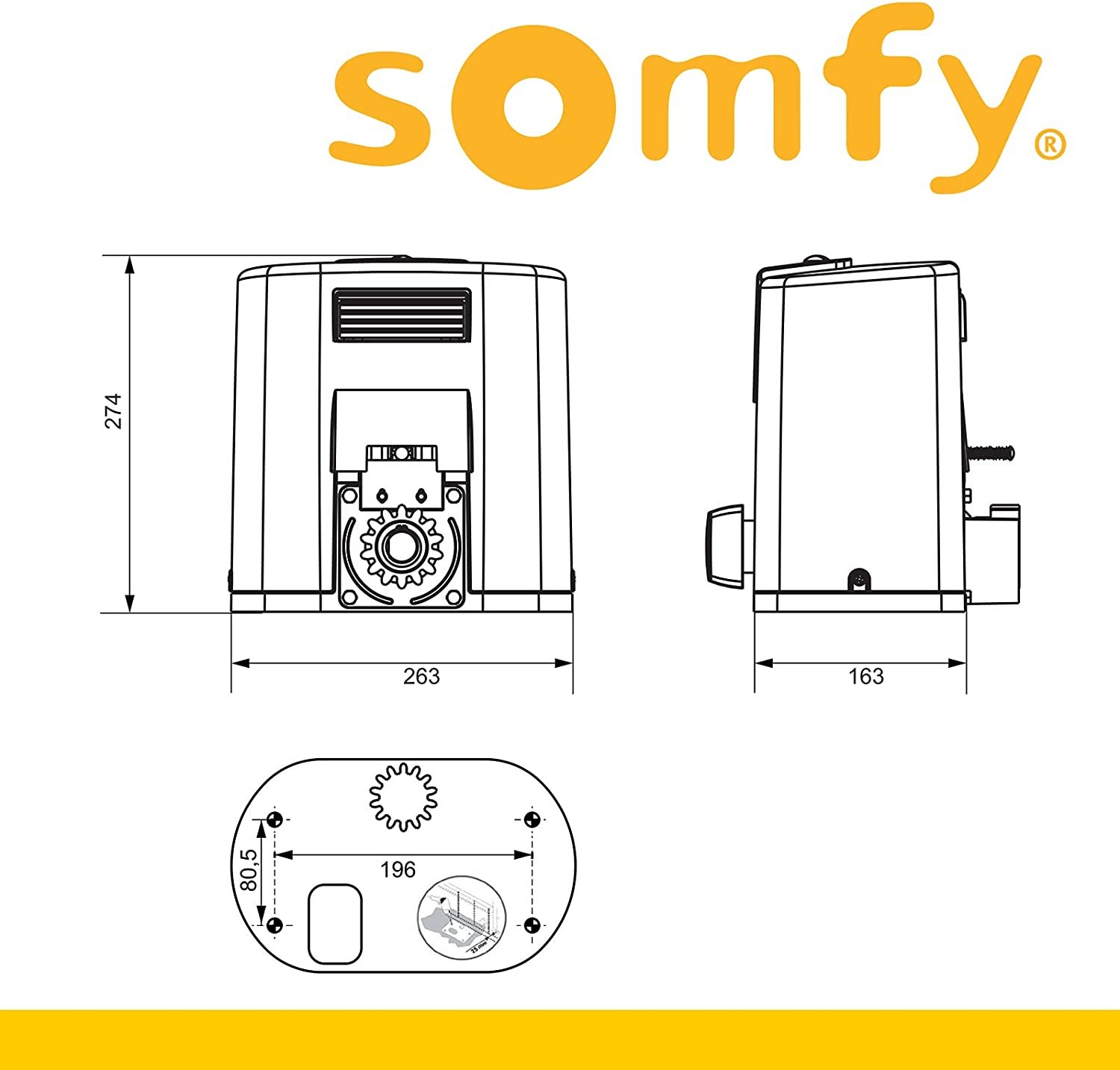 somfy elixo desgloce medidas tamaño